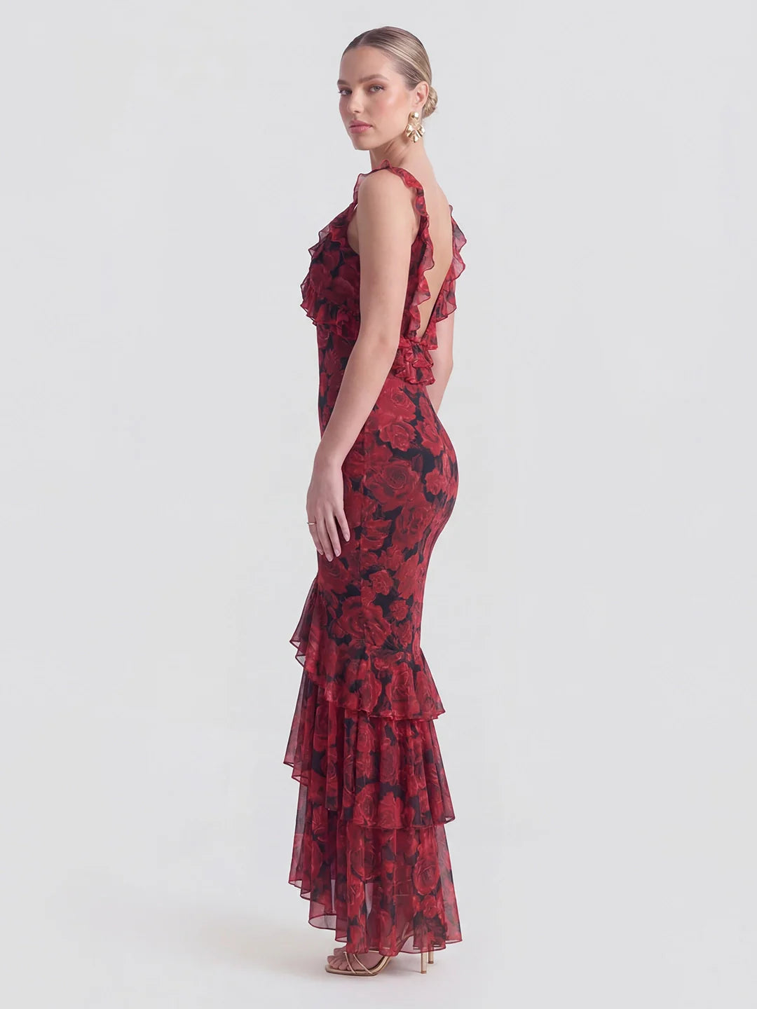 Ruffled Backless Romantic Date Maxi Dress