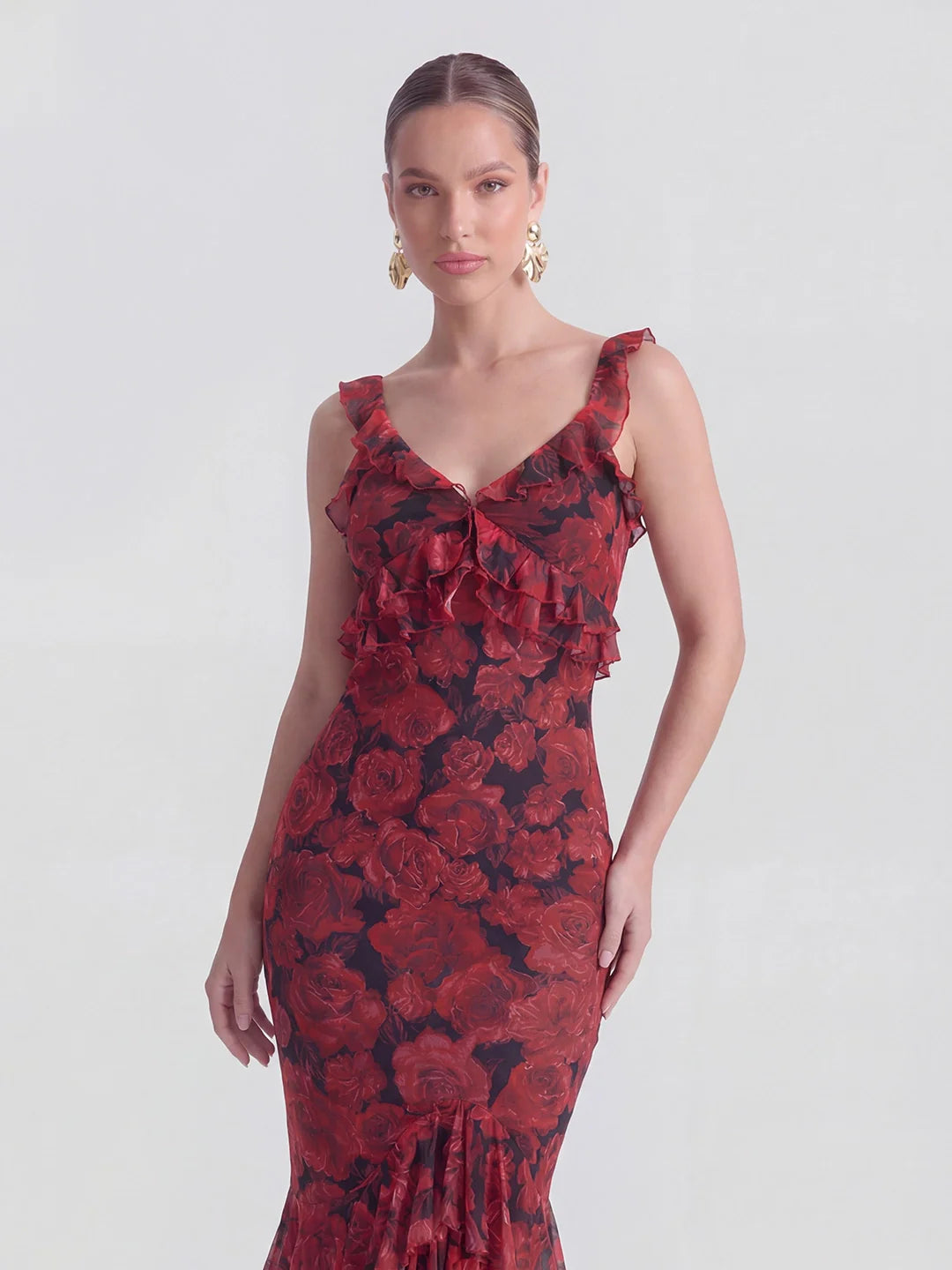 Ruffled Backless Romantic Date Maxi Dress