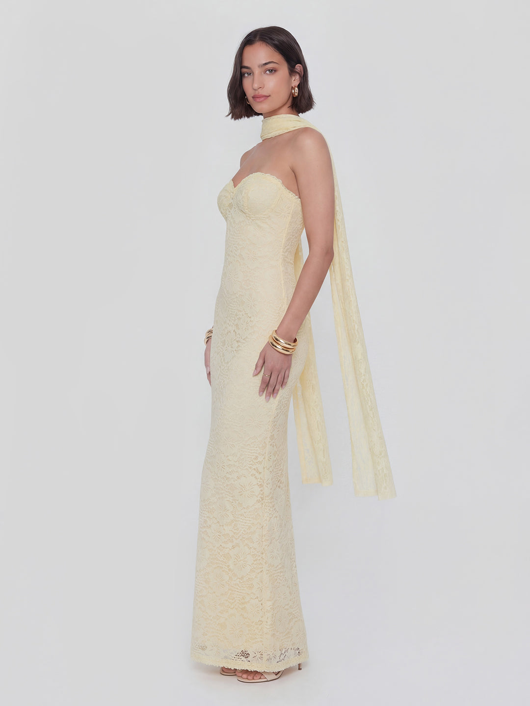 Strapless Scarf maxi Dress