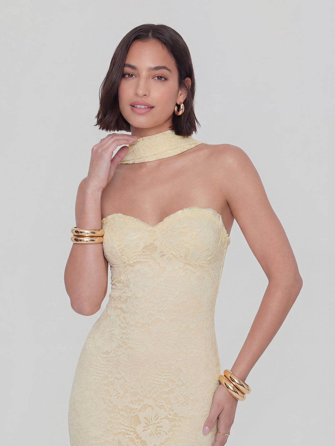 Strapless Scarf maxi Dress