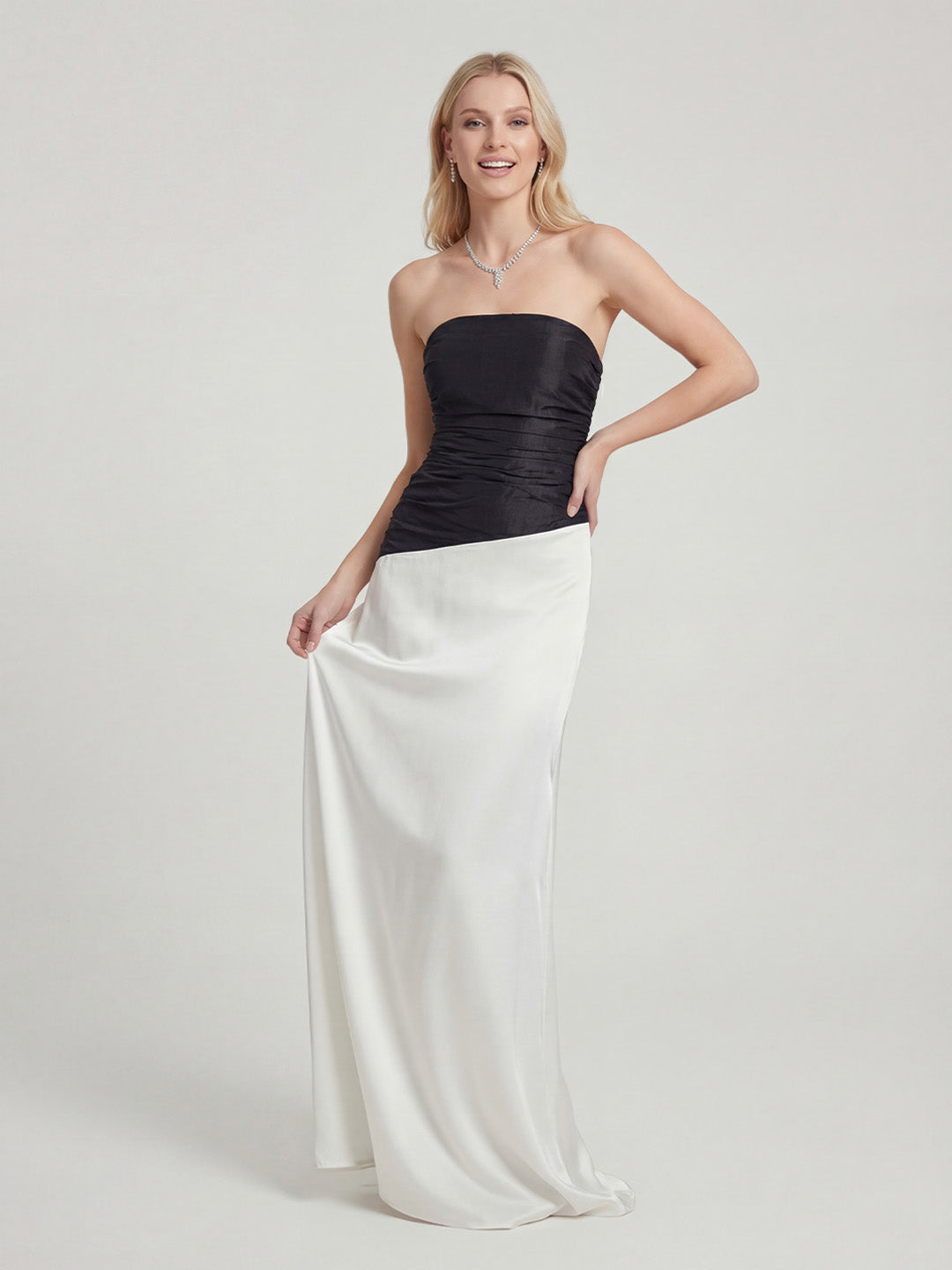 Strapless Taffeta Maxi Dress