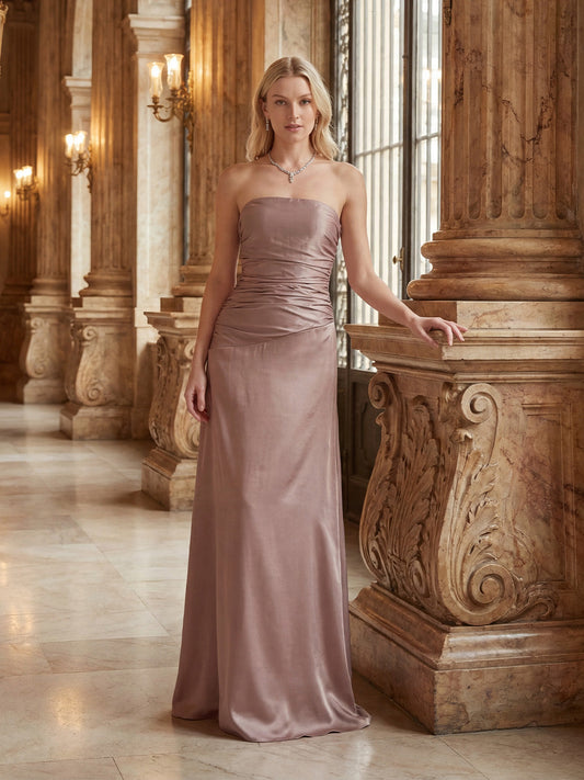 Strapless Taffeta Maxi Dress