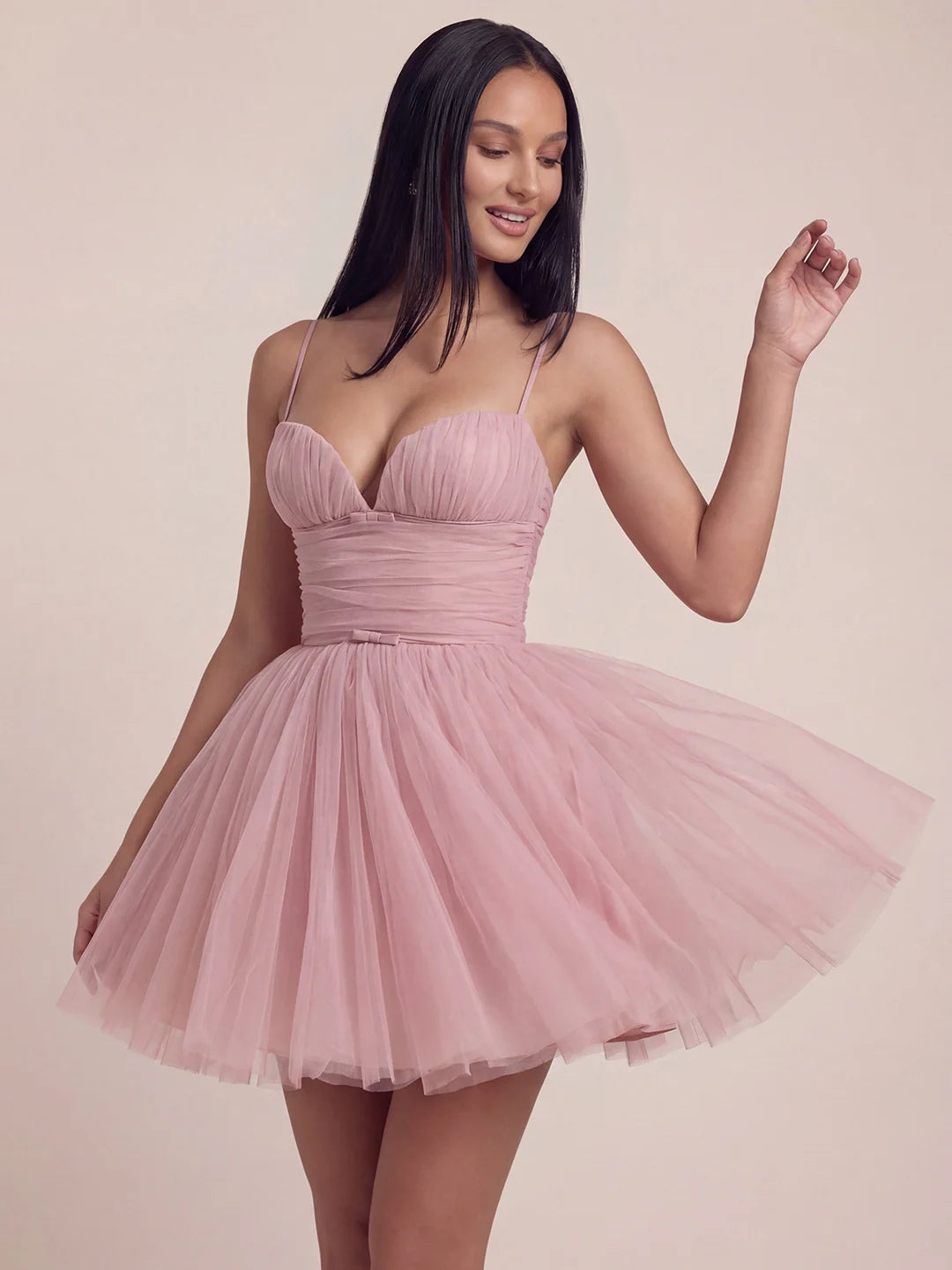 Sweetheart Tiered Tulle Mesh Mini Dress