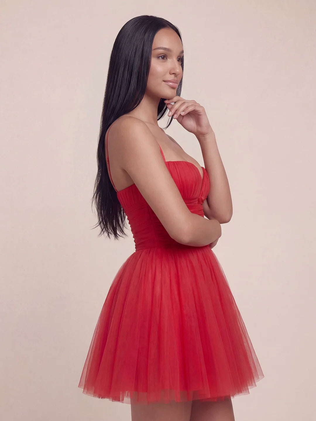 Sweetheart Tiered Tulle Mesh Mini Dress