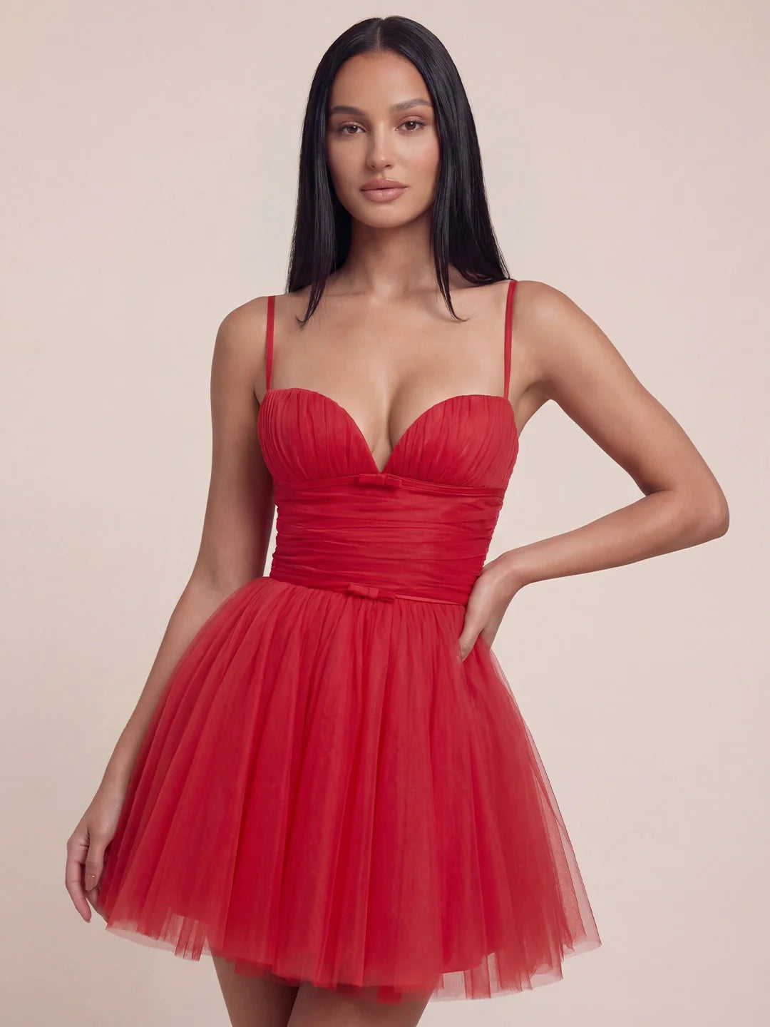 Sweetheart Tiered Tulle Mesh Mini Dress