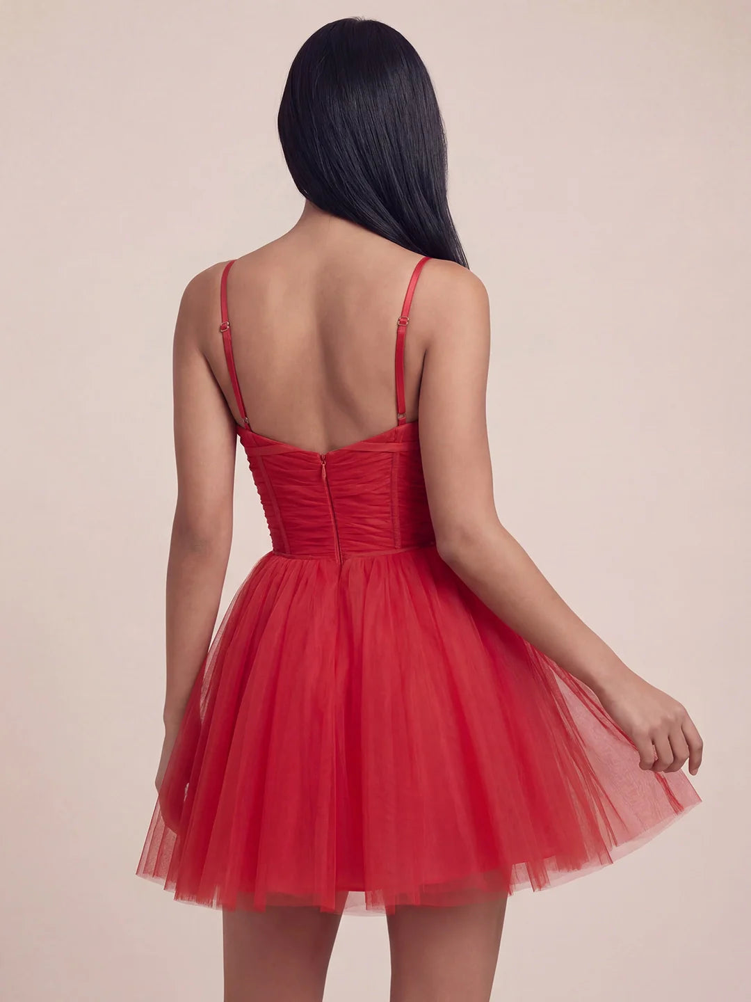 Sweetheart Tiered Tulle Mesh Mini Dress