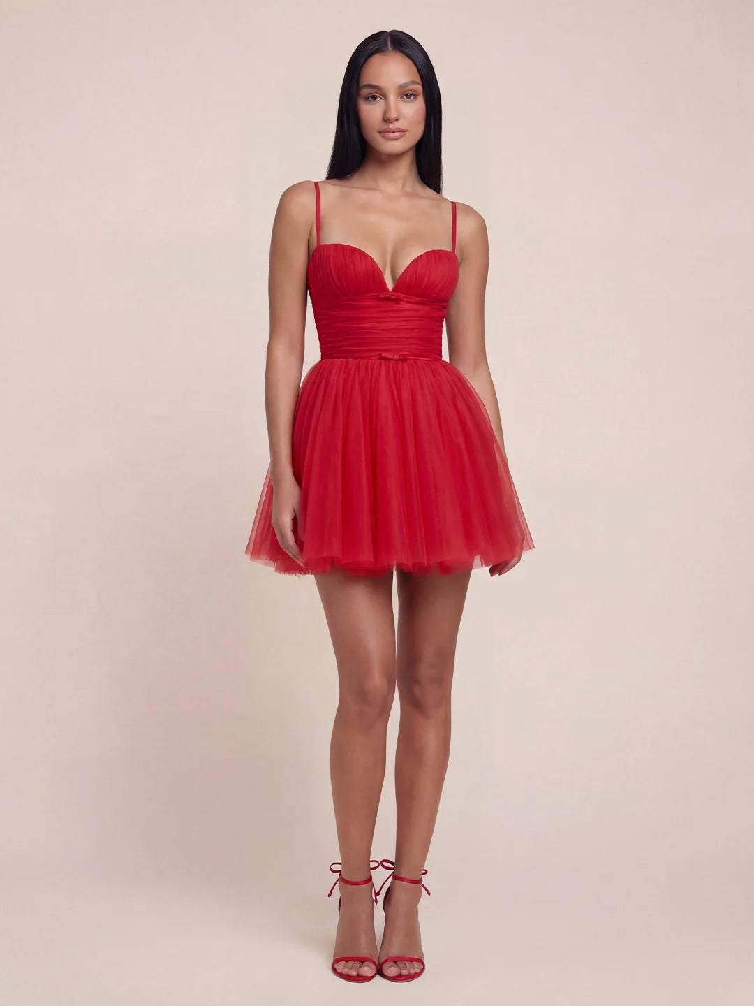 Sweetheart Tiered Tulle Mesh Mini Dress