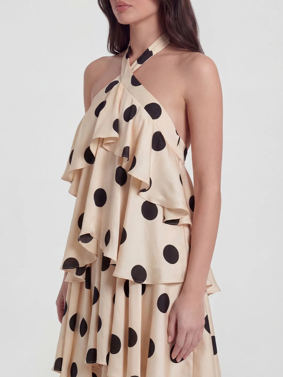 Tiered Ruffle Polka Dot Stain Gown