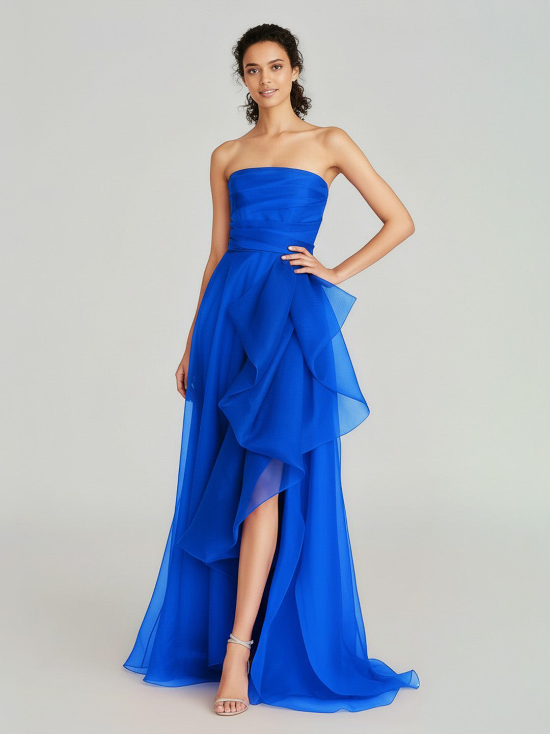 Elegant Strapless Organza Evening Gown
