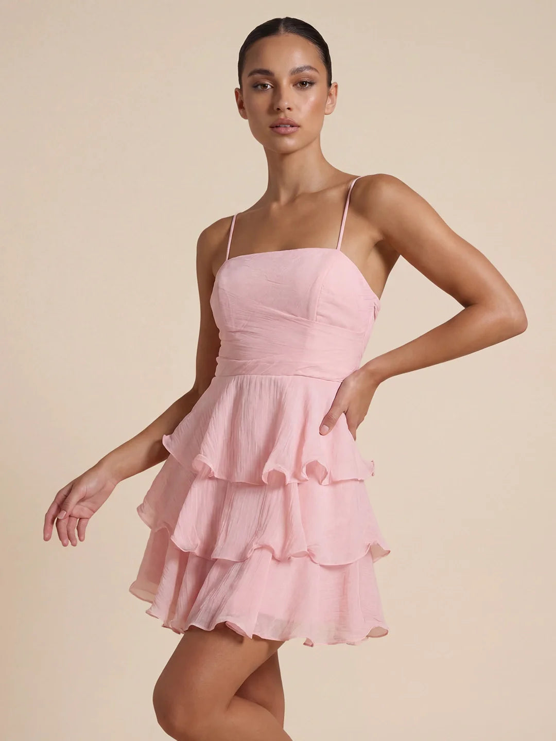 Layered ruffle mini dress